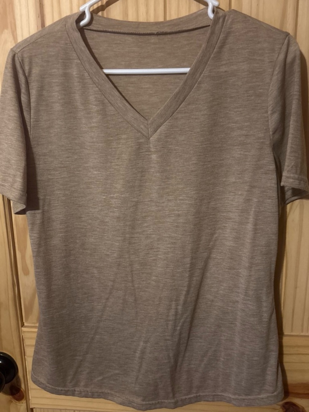 Men's V-Neck Short Sleeve Shirt - Taupe
